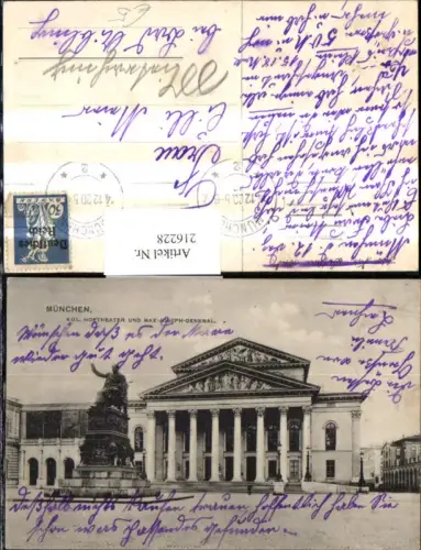 216228,München Kgl. Hoftheater u. Max-Joseph-Denkmal Theater