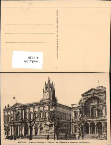 418530,Avignon Place de l horloge La Mairie Le Theatre et le Monument du Centanaire Theater Statue