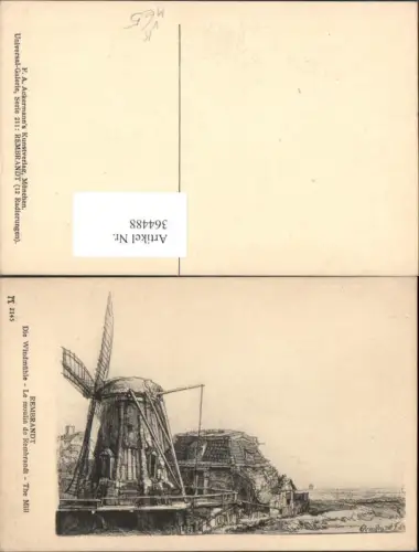 364488,Künstler Ak Rembrandt Die Windmühle Le moulin de Rembrandt pub F. A. Ackermann 211euro2145