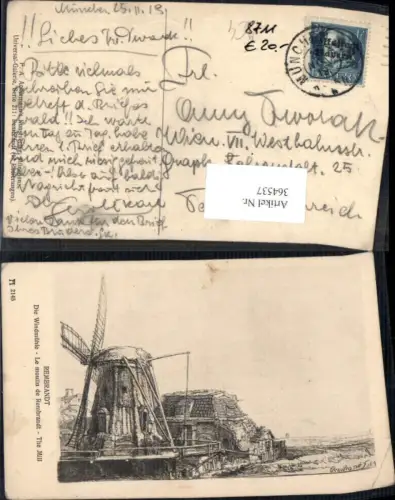 364537,Künstler Ak Rembrandt Die Windmühle pub F. A. Ackermann 211euro2145