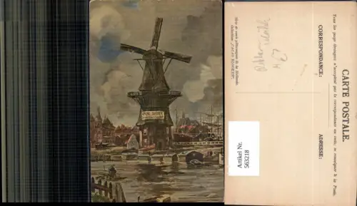 563218,Reklame Windmühle Cacao Blooker le meilleur chocolat Schokolade Hafen Segelschiff