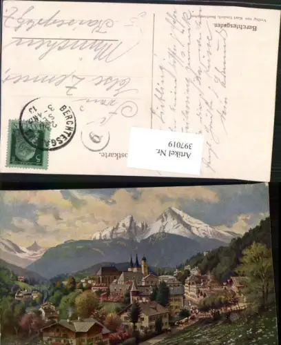 397019,Künstler AK H. Treiber Berchtesgaden Totale Bergkulisse