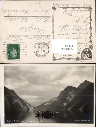 439348,Blick von St. Bartholomä am Königssee b. Schönau geg. Jenner Zille Bergkulisse