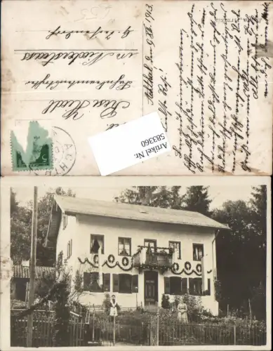 583360,tolle Foto-AK Achthal bei Teisendorf b. Traunstein Hausansicht 1913