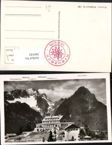 366542,Kreuzeckhaus b. Garmisch-Partenkirchen Bergkulisse pub Foto H. Huber 1006