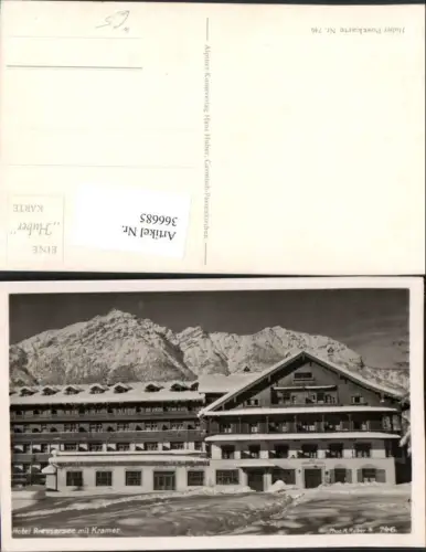 366685,Hotel Rießersee b. Garmisch m. Kramer Bergkulisse Winterbild pub H. Huber 746