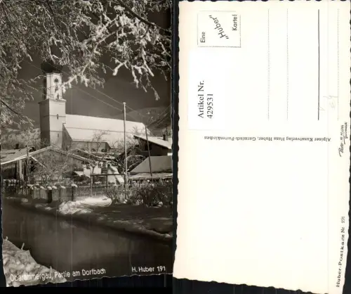 429531,Oberammergau Partie am Dorfbach Kirche Winterbild pub H. Huber 191