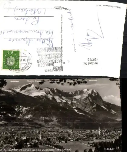 429712,Garmisch-Partenkirchen Totale geg. Zugspitze Bergkulisse pub H. Huber 13