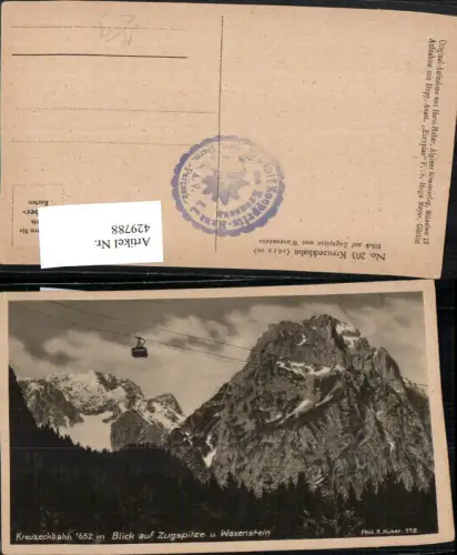 429788,Kreuzeckbahn Seilbahn b. Garmisch m. Zugspitze Bergkulisse pub H. Huber 112