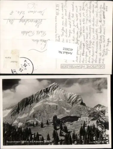 432832,Kreuzeckhaus Berghütte b. Garmisch m. Alpspitze Bergkulisse pub H. Huber 633
