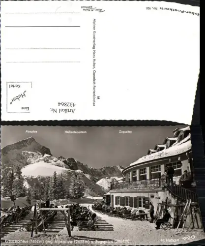 432864,Kreuzeckhaus b. Garmisch Terasse m. Alpspitze Bergkulisse pub H. Huber 920