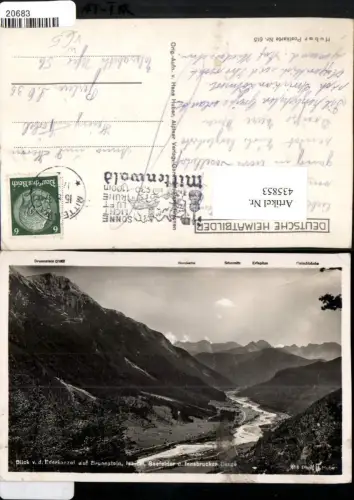 435853,Blick von d. Ederkanzel b. Mittenwald auf Brunnstein Isartal Bergkulisse pub H. Huber 615