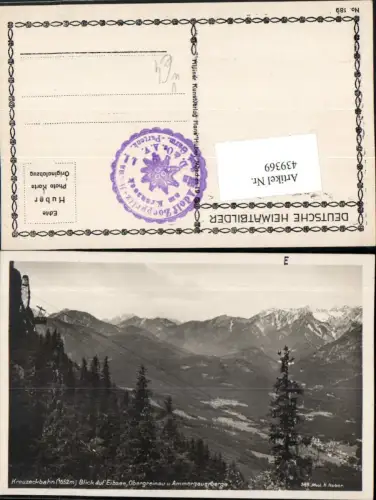 439369,Kreuzeckbahn Seilbahn m. Eibsee Obergrainau Bergkulisse pub H. Huber 189