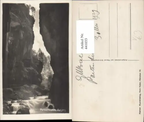441033,Partnachklamm Klamm Schlucht b. Garmisch Ausgang pub H. Huber 230