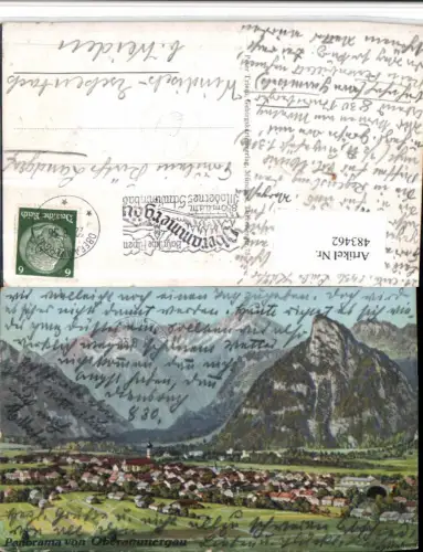 483462,Künstler AK F. Bernhard Oberammergau Totale Bergkulisse
