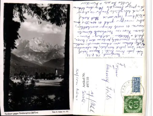 497110,Farchant Teilansicht geg. Dreitorspitze Bergkulisse pub H. Huber 772