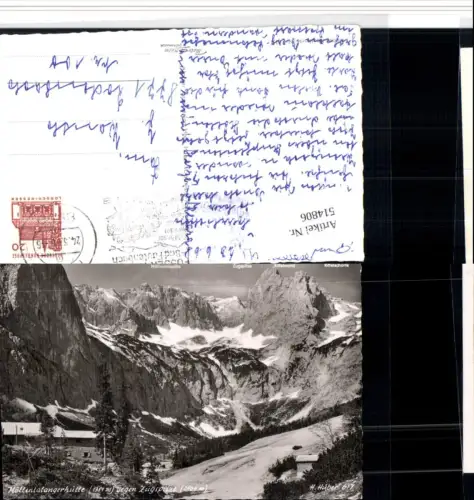 514806,Höllentalangerhütte b. Grainau geg. Zugspitze Bergkulisse pub H. Huber 617