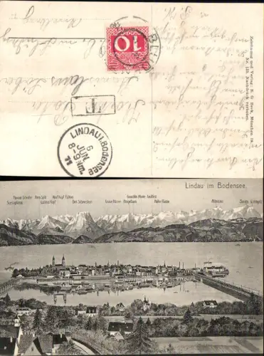 703936 seltene Künstler AK E. G. Beck Lindau am Bodensee Hafen Leuchtturm