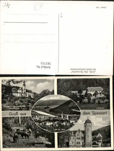 383753,Spessart Lohr am Main Totale Lichtenau Schloss Mespelbrunn Maria Buchen Mehrbildkarte