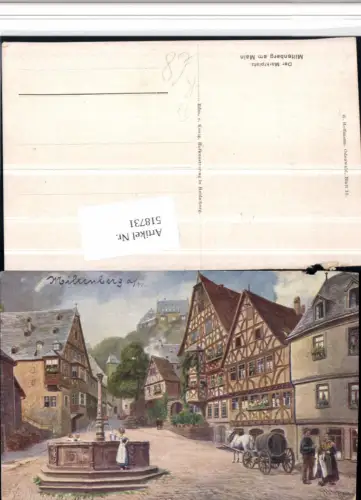 518731,Künstler AK H. Hoffmann Miltenberg am Main Marktplatz Brunnen