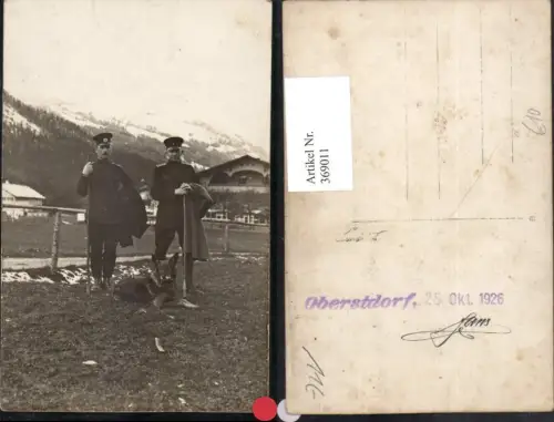 369011,Foto AK Oberstdorf im Allgäu 1926 Soldaten m. Hund Schäferhund