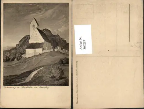 366287,Künstler AK K. H. Müller Steinkirchen am Samerberg Kirche