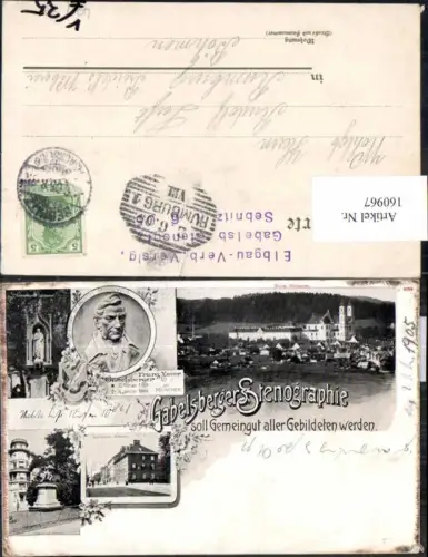 160967,Litho Gabelsberg Franz Xaver Gabelsberger Stenographie 1905 Ottobeuren Sebnitz Stempel