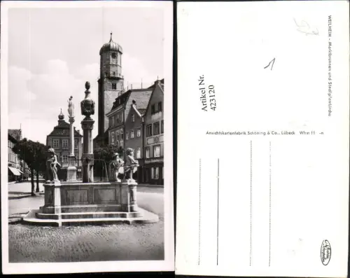 423120,Weilheim Marktbrunnen Brunnen u. Stadtpfarrkirche Kirche