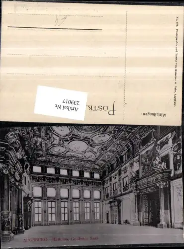 239017,Augsburg Rathaus Goldener Saal Innenansicht