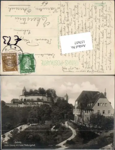 137657,FotoAK Coburg Veste Hotel Festungshof 1927