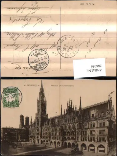 286056,München Rathaus u. Marienplatz Frauenkirche Türme Brunnen pub W.H.D. 9017