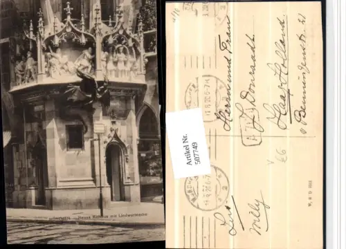 507749,München Rathaus m. Lindwurmecke pub W.H.D. 9161