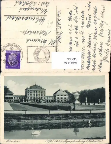 542966,München Schloss Nymphenburg Parkseite Schwan