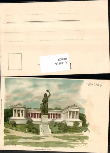 703609 tolle Künstler Lithographie W. Bader München Bavaria Aquarell Künstler Karte