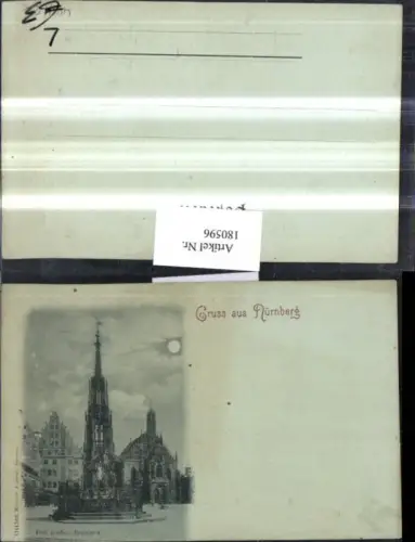 180596,Mond Litho AK Gruß aus Nürnberg Dom Kirche u. Brunnen