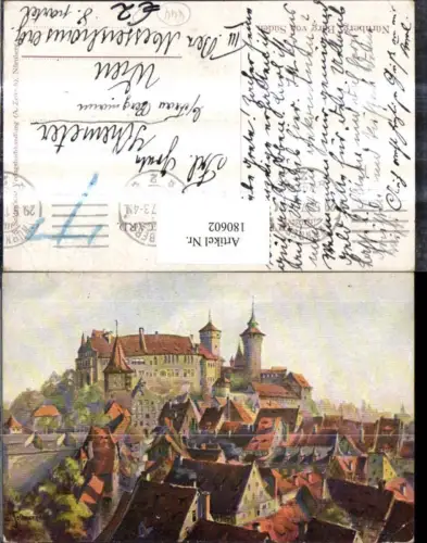 180602,Künstler AK Nürnberg Burg v. Süden