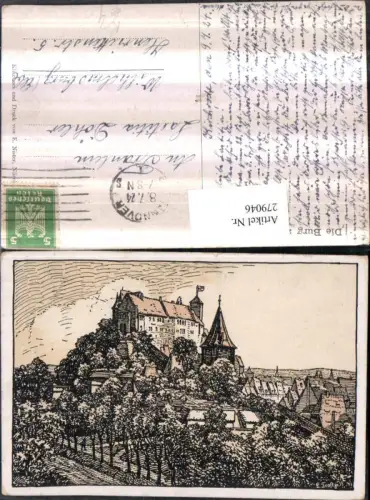 279046,Künstler AK F. Trost Nürnberg Teilansicht Burg