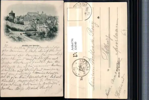 324540,Künstler AK Nürnberg Teilansicht m. Burg vom Hallertor