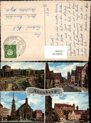 432899,Nürnberg Bahnhof Kirche Brunnen Burg Straßenansicht Mehrbildkarte
