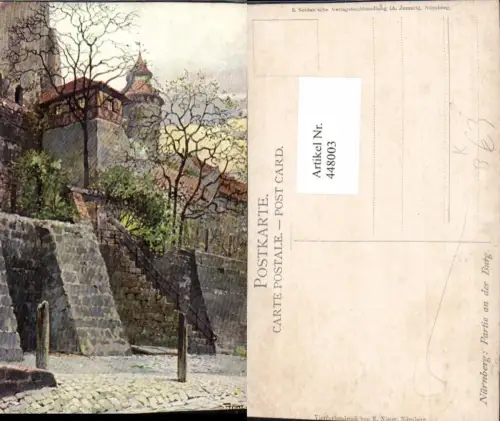 448003,Künstler AK Franz Schmidt Nürnberg Partie an der Burg