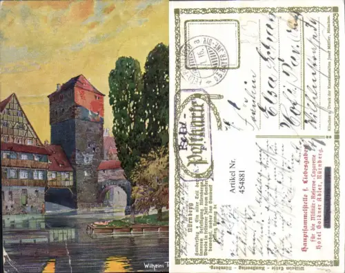 454881,Künstler AK Wilhelm Tebje Nürnberg Henkersteg Turm