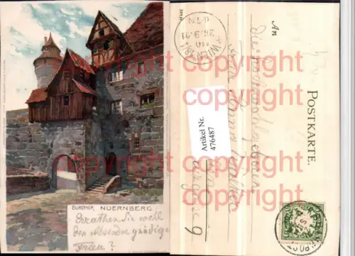 476487,Künstler Litho R. Mutter Nürnberg Burgtor Burg pub Velten 115