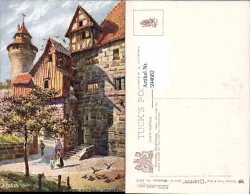 594682,Künstler AK Charles F. Flower Nürnberg Burgeingang Burg pub R. Tuck 612 B