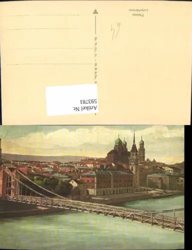 593781,Künstler Ak Passau Luitpoldbrücke Brücke
