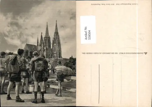 559504,Regensburg Dom Wanderer i. Vordergrund pub Jugendherbergsverlag Detmold