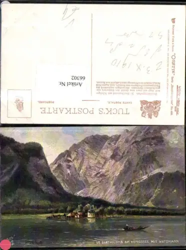 66302,St Bartholomä am Königsee mit Watzmann Berchtesgaden pub R Tuck 688
