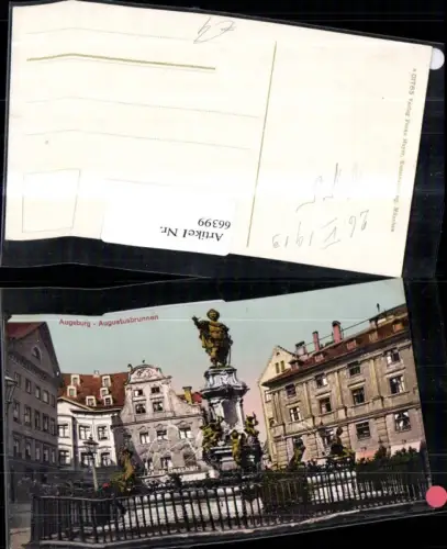 66399,Augsburg Augustusbrunnen Detailansicht Säulen 1913