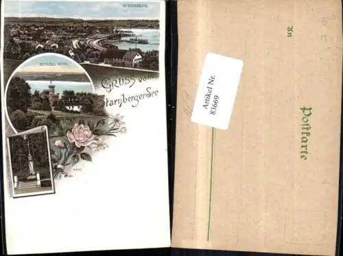 83669,Litho Gruß vom Starnberger See Schloss Berg Starnberg