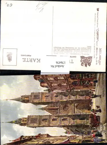 176476,Künstler AK Charles F. Flower Nürnberg Lorenzkirche Kirche pub Tuck e Sons Oilette
