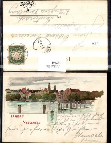 187744,Litho Künstler AK F. Voellmy Lindau i. Bodensee Teilansicht pub Veltens 967